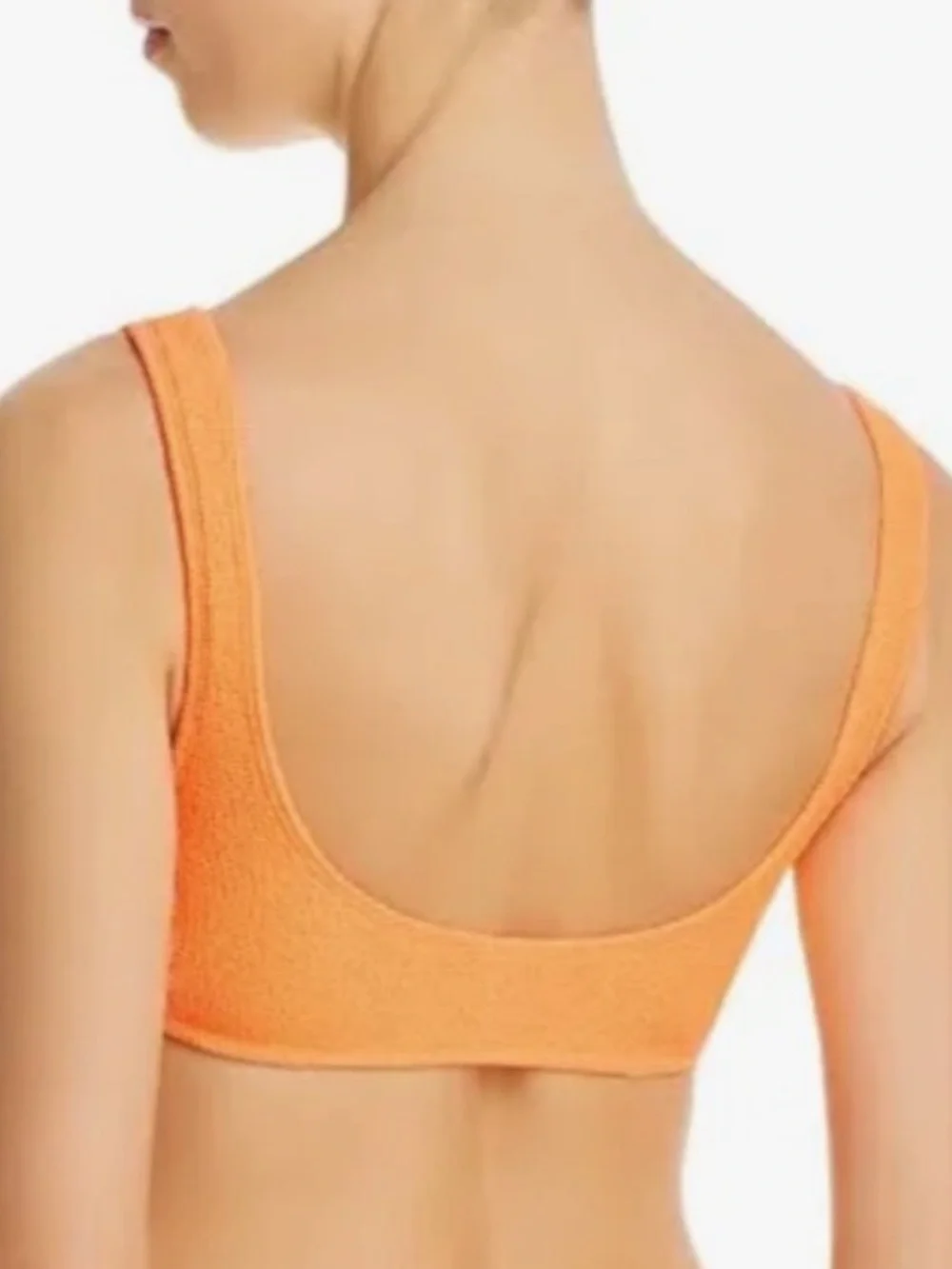 Pilyq Papaya Reef-Side Ring  Halter Orange Ribbed Scoop Bandeau Top size D